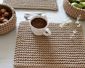 Set di 2 tovagliette rettangolari per sala da pranzo, sottopiatti in stile scandinavo e boho, ornamento per il riscaldamento della casa, idea regalo per San Valentino.