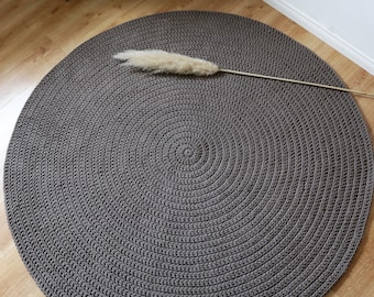 Runder handgeknüpfter kaffeebrauner Teppich, Boho-Yogamatte aus Naturfaser, Bodendekoration für den Innen- und Außenbereich, ästhetischer Wohnzimmerakzent.
