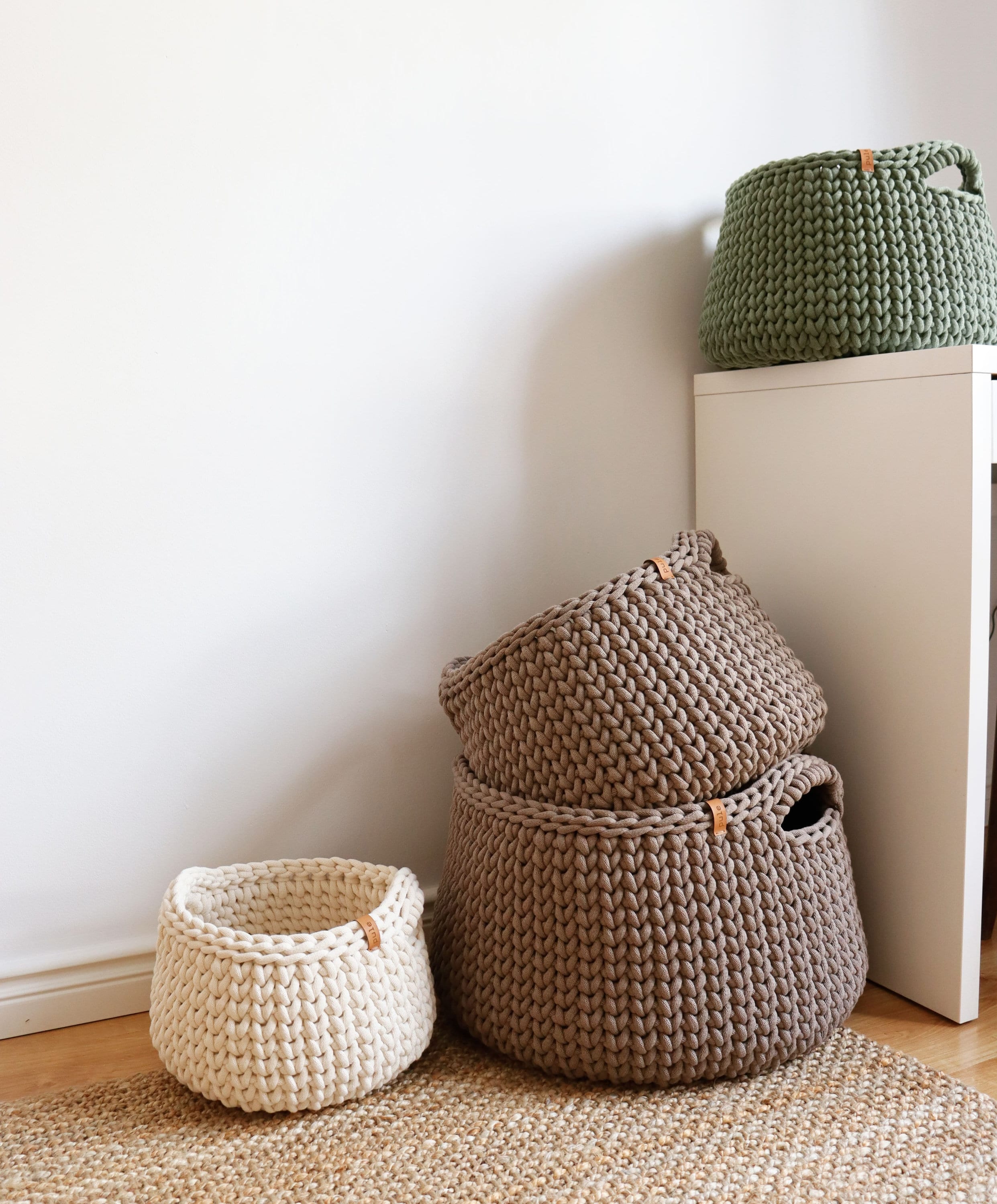MDesign Lot 4 Paniers Tressés - Rangement Déco Jacinthe D'Eau Noir