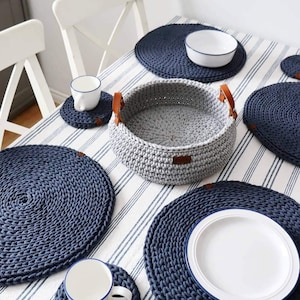Handmade Crochet Cotton Placemat: Round Boho Table Decor