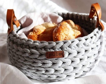 Cotton rope bowl to decorate table, Perfect basket for a natural home decor, Gift for a new home in Scandinavian style.