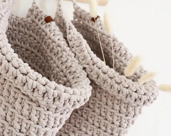 Gehaakte muurhangers (set van 2): neutrale Scandinavische opbergers