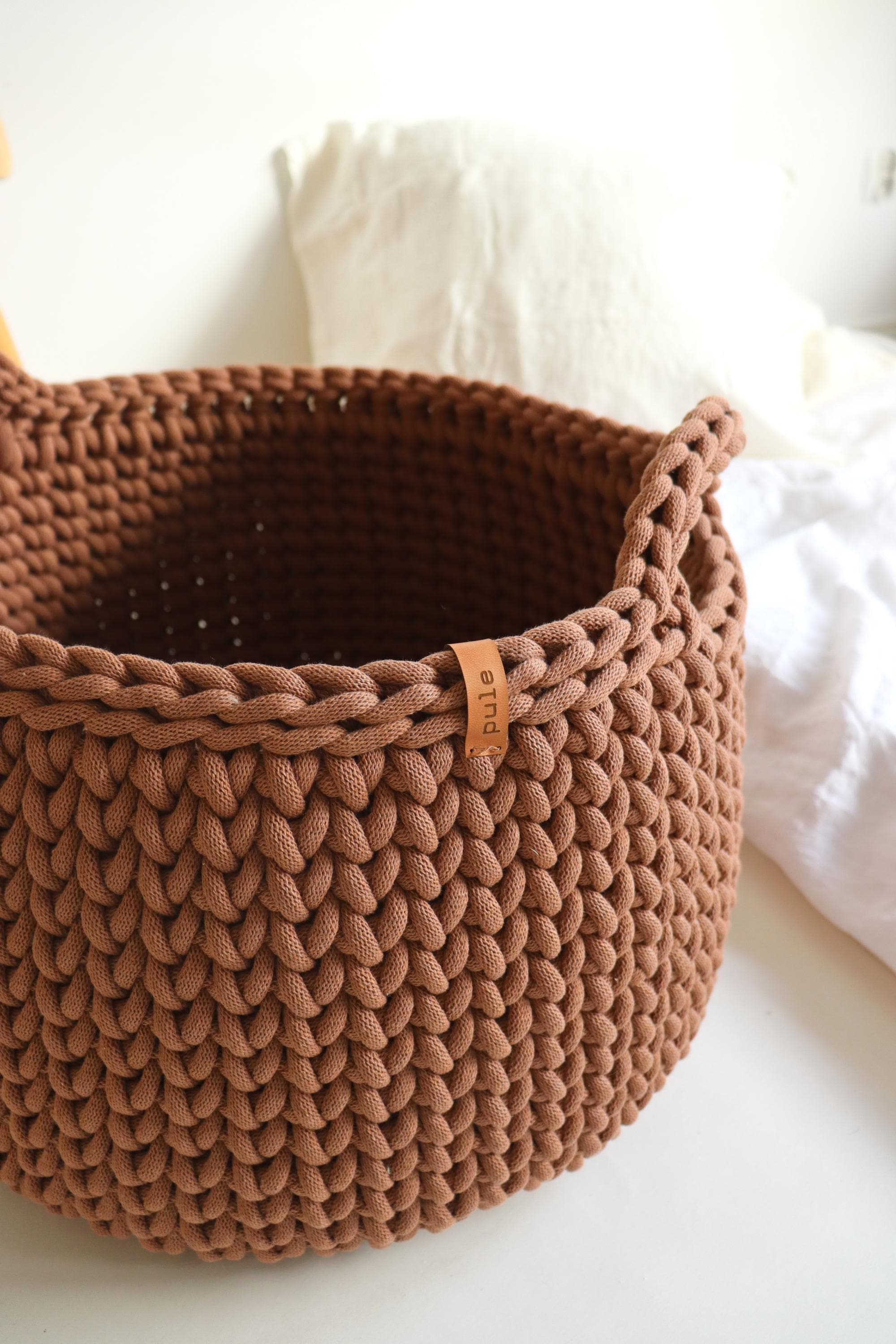 Large Decorative Basket With Handles - Toasted Almond Neutral