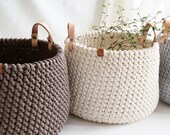 Handwoven plants pot cover for modern home, Basket for small Christmas tree, Indoor plant basket with handles, Scandinavian style, Hygge.