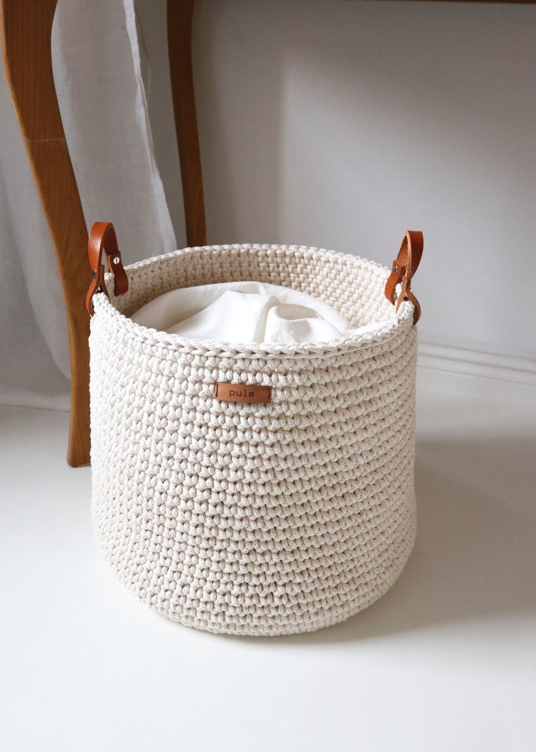 Recycled Cotton Rope Woven Basket, Living Room or Bedroom Storage ...