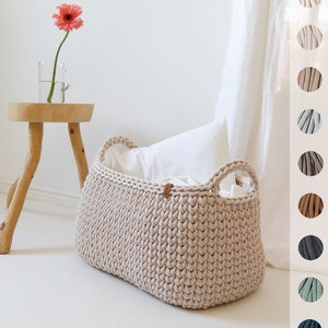 Large rectangular floor basket, Chunky woven box for books, magazines or pillows, Practical storage solution, Neutral tones.