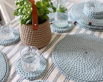 Katoengebreide placemats (set van 4): boerderijtafeldecor