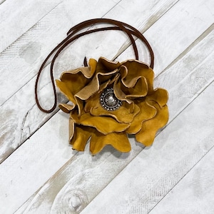 Buckskin Leather Flower Hat Band