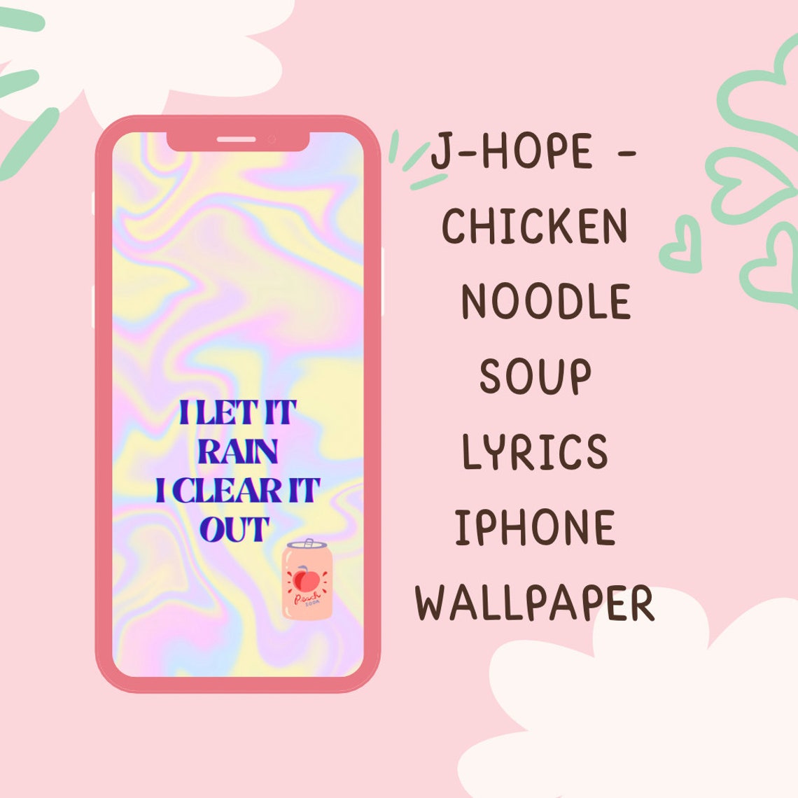 BTS Jhope Chicken Noodle Soup Lyrics. Iphone Wallpaper. Etsy