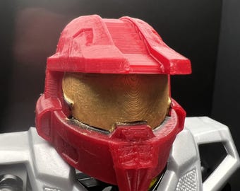 Red PLA Master Chief Style Helmet with Painted Visor