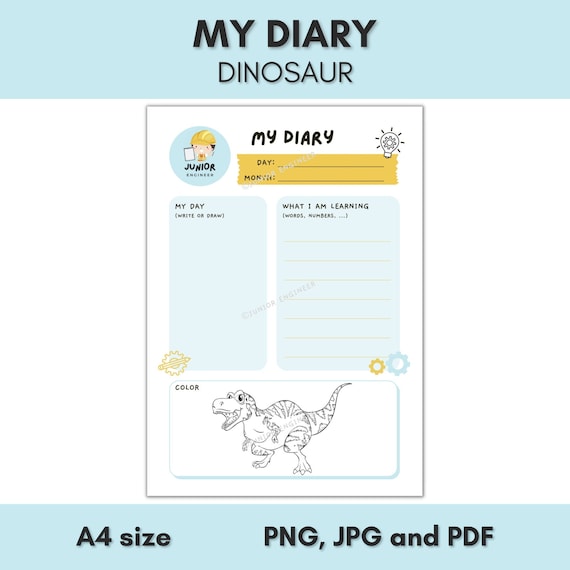 Diary Printable for Preschool Boys With Coloring and Learning | Etsy