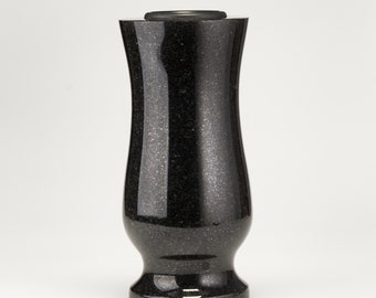 Granite vase for a tombstone. Black granite cemetary vases. Memorial vase. Decor for the grave. Outdoor flower vase.