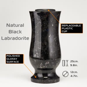 Memorial vase for headstone, Black cemetery vases, Granite memorial vase, Decor for the grave, Granite vase for tombstone, Cemetery decor