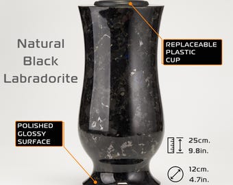 Memorial vase for headstone, Black cemetery vases, Granite memorial vase, Decor for the grave, Granite vase for tombstone, Cemetery decor