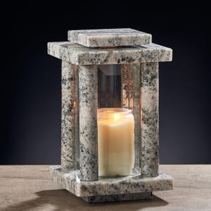 Memory candle holder for a grave, Granite memory lantern  for a cemetery, Memorial gift for decorating graves, Memorial lantern father loss