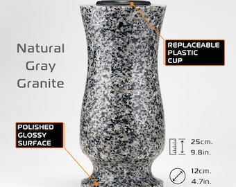 Cemetery vase for a grave. Gray granite cemetary vases. Memorial vase. Decor for the grave. Granite vase for headstone. Cemetery decor.