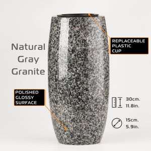 Vaso memorial de granito para túmulo, Vaso de pedra para lápide, Vasos de granito para cemitério, Decoração de cemitério, Presente memorial, Vaso para lápide