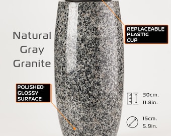 Granite memorial vase on the grave, Stone vase for a tombstone, Granite cemetery vases, Cemetary decoration, Memorial gift, Headstone vase