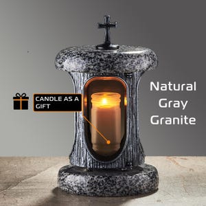 Lanterne commémorative en granit, bougeoir pour pierre tombale, bougie cadeau commémorative, bougeoir de cimetière, décorations de cimetière pour la tombe