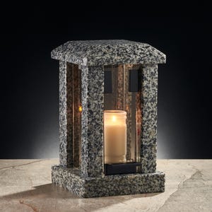 Memorial lanterns for the deceased, Granite candle holder for grave, Memory candles for deceased, Memorial lanterns gifts, Cemetery decor