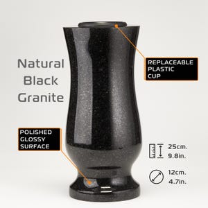Granitowe wazony cmentarne na grób, Czarny granitowy wazon na nagrobek, Wazon pamiątkowy, Dekoracja na nagrobek, Udekoruj grób granitowym wazonem