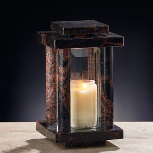 Memorial lantern for a grave, Granite memory lantern  for a cemetery, Memorial gift for decorating graves, Memory candle holder father loss