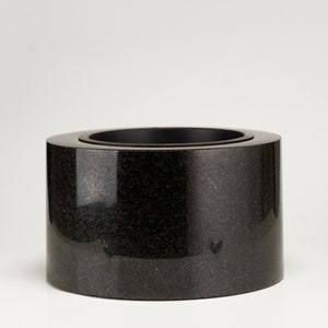 Memorial flower pots for graves. Black grave pot. Granite cemetery pots. Cemetery pot on the grave. Decor for the tombstone.