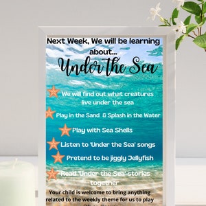 Under the Sea Theme Childminder Kindergarten Childcare Pre School Nursery EYFS Weekly Monthly Themes Early Years Learning and Development