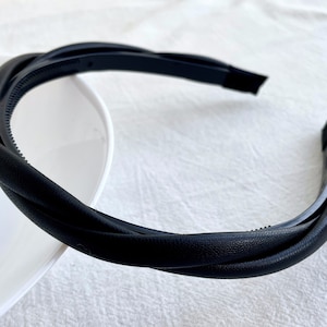 Black braided Vintage Leather Headband,Women Simple Hairband,Party Headband,Solid Color Headband,Everyday Hair Accessories,bohemian headband