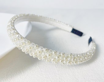 Beaded Pearls Crystal Headbands,Thin Hair Hoops,Women Hair Accessories