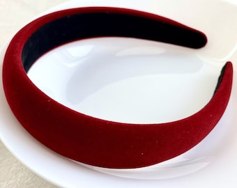 Diadema acolchada, diadema boho, diademas para mujeres, diadema ancha de terciopelo, banda para la cabeza de invierno, banda para el cabello vintage, diadema ancha