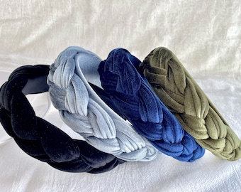 Navy blue Velvet Headband,Women Headbands,Braided Velvet Wide Headband,Winter head band,Gift for Her,Everyday,Padded headband