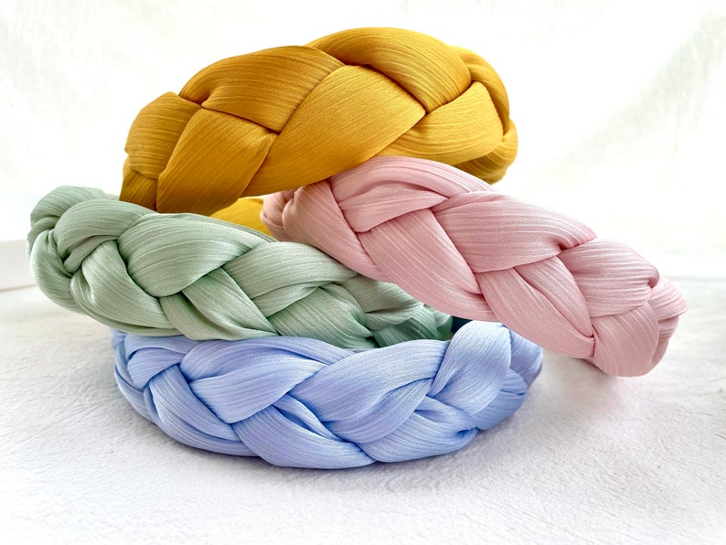 Multicolour satin Braided headband,stylish fashion hairband,boho headband,Chiffon headband,Headbands for women image 1