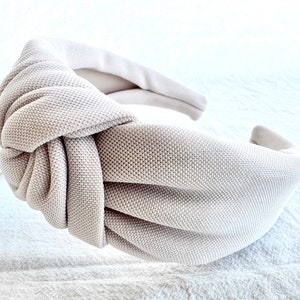 Beige Knot Headband, Simple Headband, Braided Headband,Embellished Knotted Headband,Women Headband
