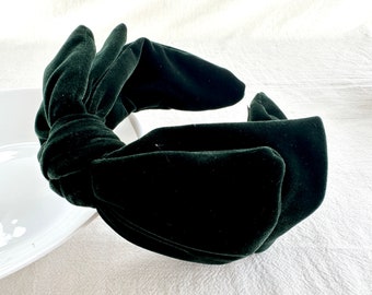 Diadema con lazo de terciopelo negro, lazo para adultos, moño alto, diadema de festival, diadema ancha, diadema turbante, accesorio para el cabello