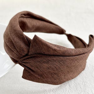 Coffee Top Knot Headband,Boho Headband,Wide Headband,Retro Top Knot,Knit Headband,Gift For Her