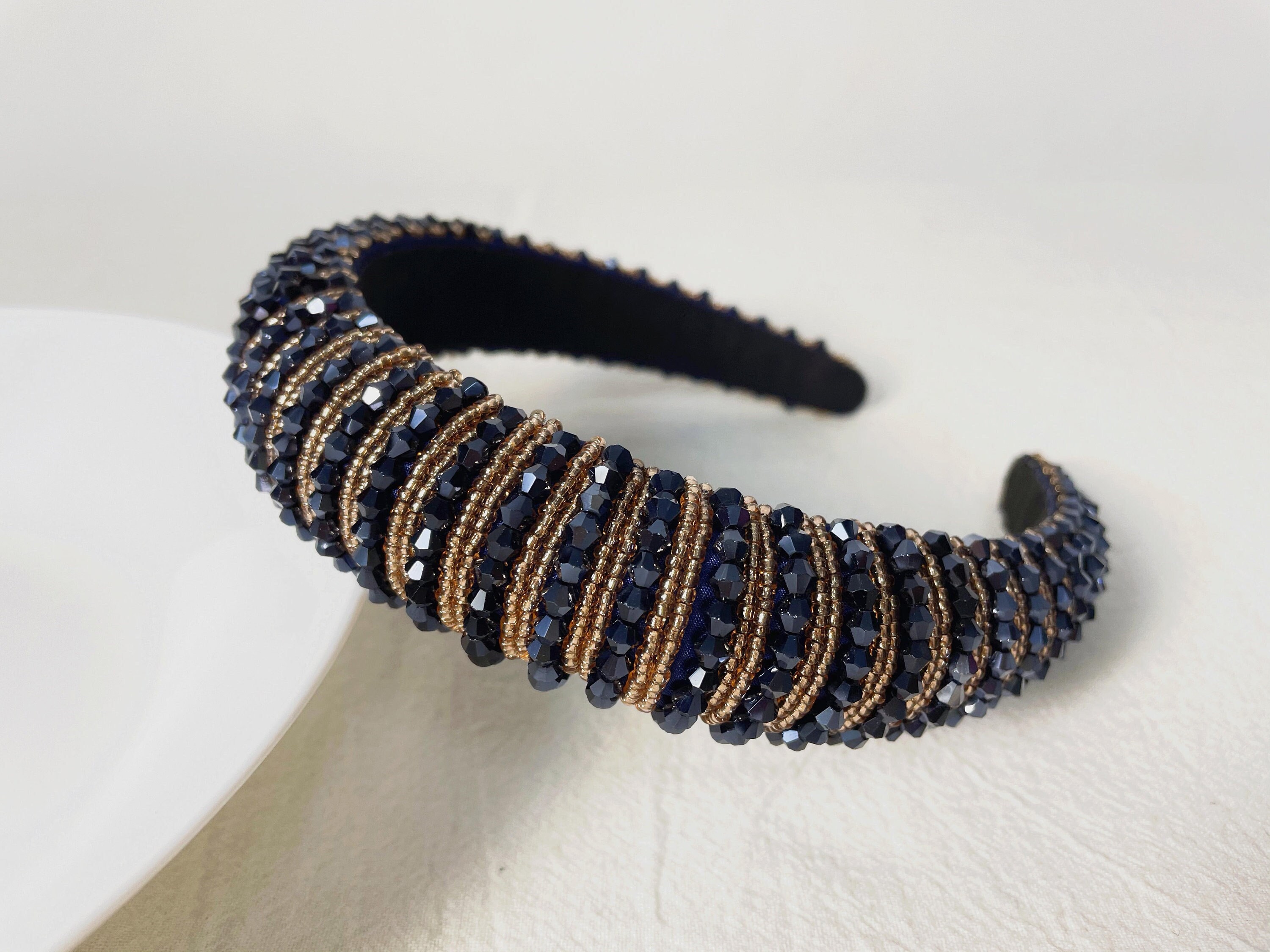 Navy Jeweled Headband - Etsy display picture 3