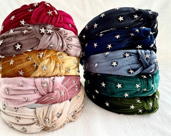 Knotted Headband,Velvet Woven Headband, Women Classic Headband,headband with stars, Fashion Hairband, wide headband