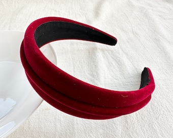 Diadema de terciopelo rojo, diadema ancha retro, diadema para festivales, diadema para uso diario, diadema tipo turbante, accesorios para el cabello