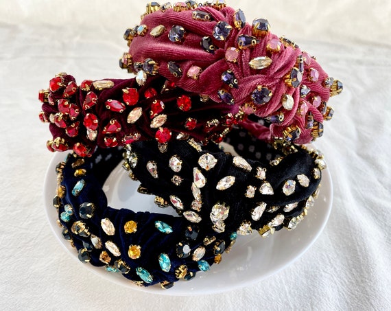 Sparkling Diamond Braided Headband,delicate Velvet Headwear  display picture 3