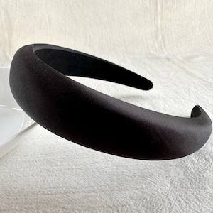 Satin Padded Headband,Vintage hair band，Solid Satin Headband,Black Satin Headband，Wedding handband，Women Headband