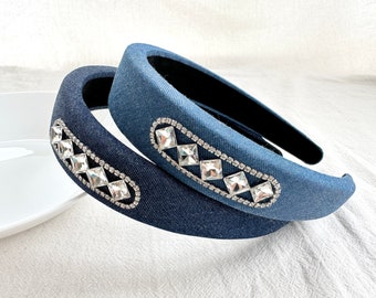 Fashionable denim headbands, padded headbands, women's headbands, hair accessories