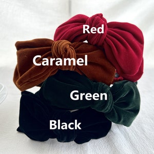 Retro red velvet headband, bow headband, top knot, festival headband, big headband, headscarf headband, hair accessories image 3