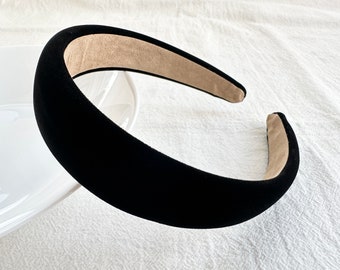 Diadema de terciopelo negro, diadema rígida, diadema ancha, diadema de fiesta, accesorios para el cabello para mujeres, regalo para ella