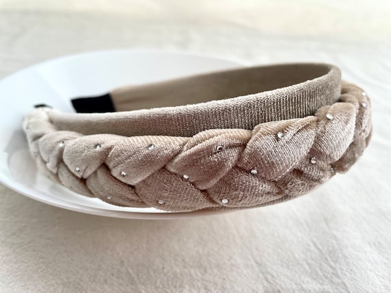 VELVET HAIR BAND BRAIDED SPARKLED SAND VELVET HAIR BAND BRAIDED SPARKLED SAND