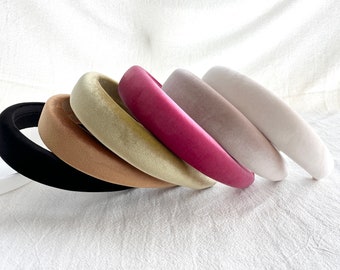 Soft velvet headbands, classic padded headbands, solid color headbands, winter headbands, wide headbands, women headbands, hair accessories