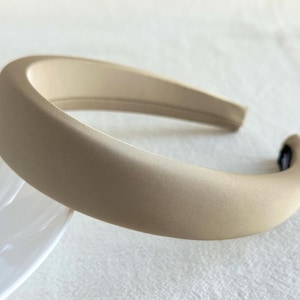Khaki Satin Headband,Satin Womens Hairband,Solid Color Headband,Padded Headband,Simple Headband,Vintage Satin Headband,Gift