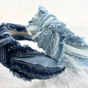 New Fashion Raw Edge Denim Hoofdbanden, Knoop Hoofdband, Brede Hoofdband, Tulband Hoofdband, Haaraccessoires