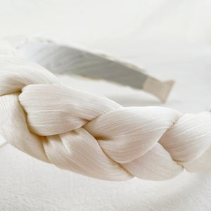 Exquisite white satin braided headband,Braided headband,boho headband,chiffon headband,Headbands for women