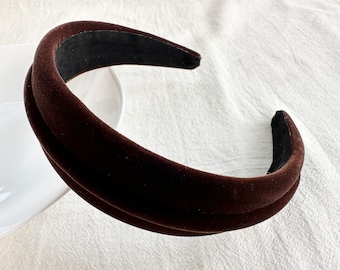 Brown velvet headband,wide headband,large headband,party headband,festival headband,ladies headband,hair accessories,gift for her